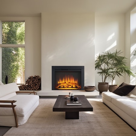 Edendirect 36'' Ventless Electric Fireplace Insert, Black, Remote Control, 750W/1500W EF443B